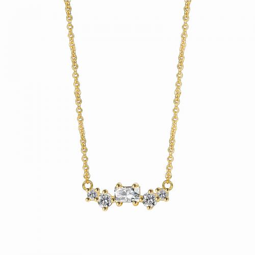 Cubic Zircon Micro Pave Brass Necklace, 18K gold plated, fashion jewelry & micro pave cubic zirconia & for woman Approx 45-55 cm 