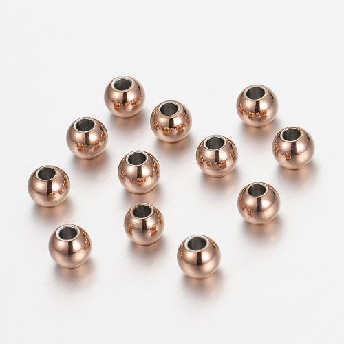 Stainless Steel Large Hole Beads, 304 Stainless Steel, DIY rose gold color [