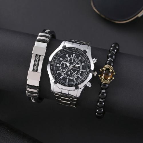 Zinc Alloy Watch Bracelet, with Glass, Round, plated, Chinese movement & for man & luminated 