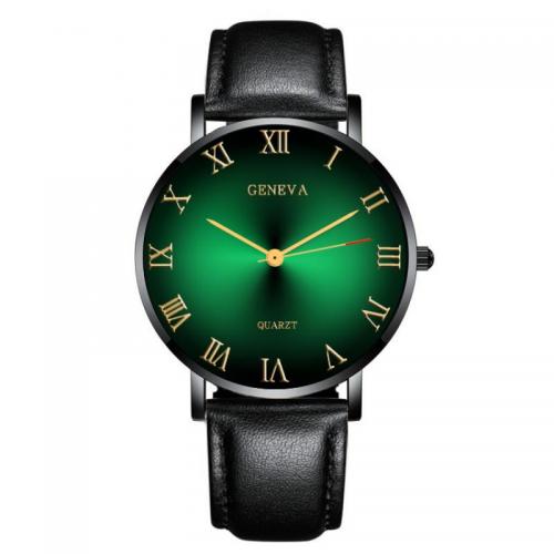 cuir PU bracelet de montre, avec verre & alliage de zinc, Rond, Placage, mouvement chinoise & styles différents pour le choix & pour homme Vendu par PC