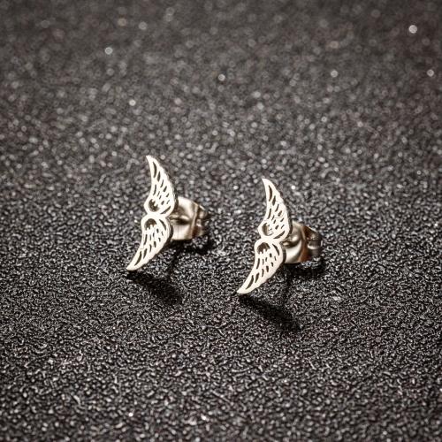 Stainless Steel Stud Earring, 304 Stainless Steel, Wing Shape, Vacuum Ion Plating, fashion jewelry & for woman 