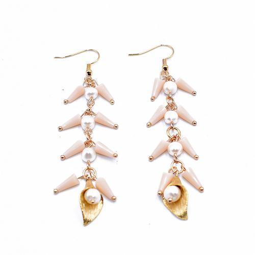 Freshwater Pearl Brass Earring, with Freshwater Pearl & Crystal, gold color plated, fashion jewelry & for woman, mixed colors, 88mm 