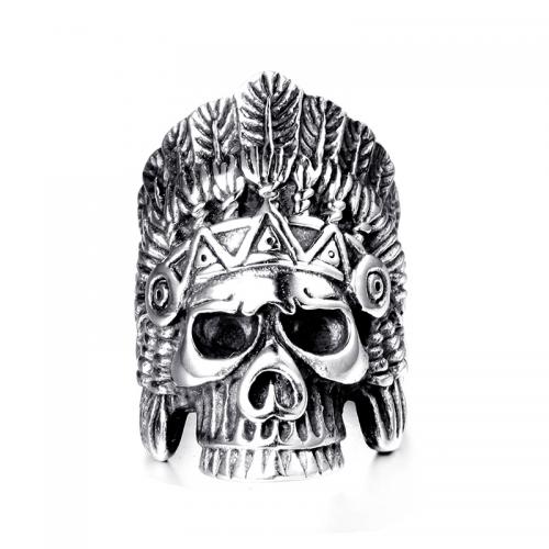 Titanium Steel Finger Ring, Skull, Vacuum Ion Plating, fashion jewelry & Unisex 