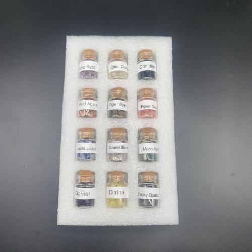 Piedras preciosas Botella de deseo, con Espuma PE & Vidrio & madera, pulido, color mixto, 192x113x30mm, 12PCs/Set, Vendido por Set