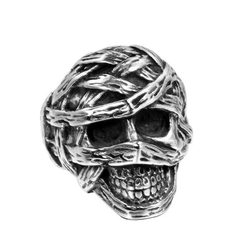 Titanium Steel Finger Ring, Skull, vintage & fashion jewelry & Unisex original color, 26mm 