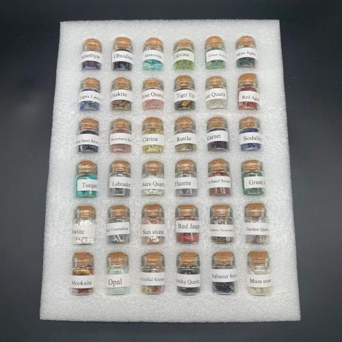 Piedras preciosas Botella de deseo, con Espuma PE & Vidrio & madera, pulido, color mixto, 270x210x30mm, 36PCs/Set, Vendido por Set