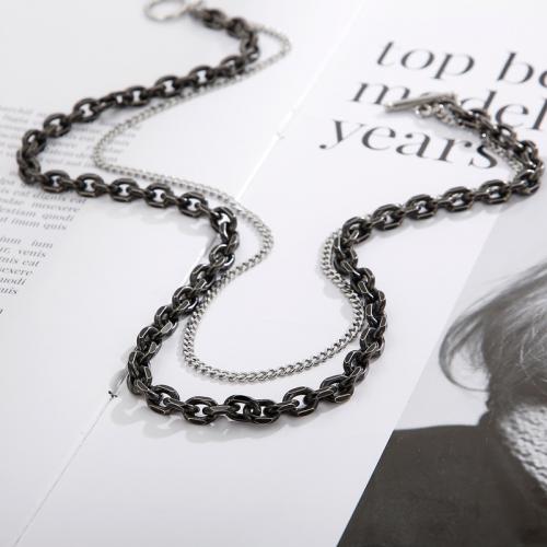 Titanium Steel Jewelry Necklace, Double Layer & fashion jewelry & Unisex Approx 45 cm 