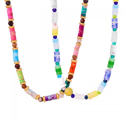 Gemstone Necklaces, Natural Stone, with Titanium Steel, with 5cm extender chain, fashion jewelry & for woman Approx 42 cm 