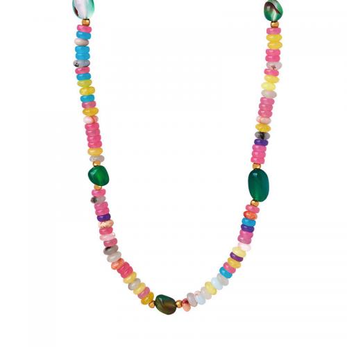 Gemstone Necklaces, Natural Stone, with Agate, with 7cm extender chain, fashion jewelry & for woman Approx 42 cm 
