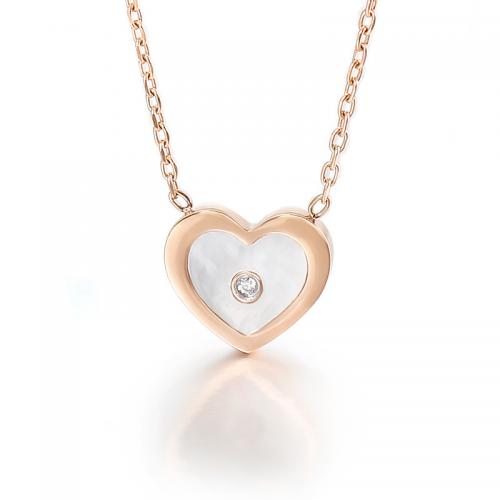 Stainless Steel Jewelry Necklace, 304 Stainless Steel, with Shell, Heart, Vacuum Ion Plating, fashion jewelry & for woman Approx 45 cm 