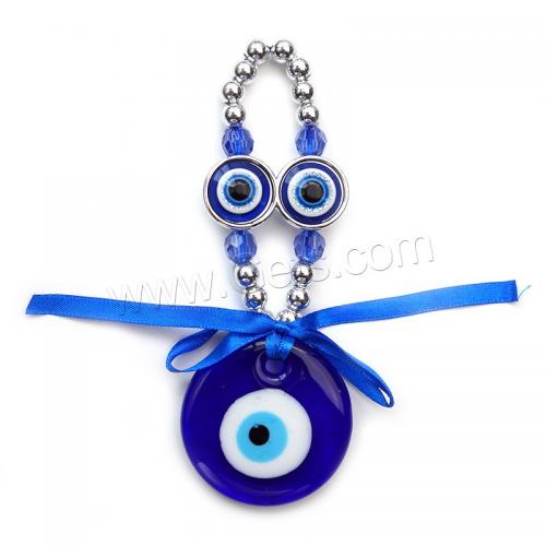 Glass Hanging Decoration, with Resin & Zinc Alloy, Round, silver color plated, evil eye pattern 