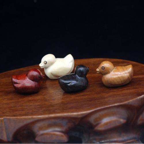 Original Wood Beads, Duck, Carved, DIY 