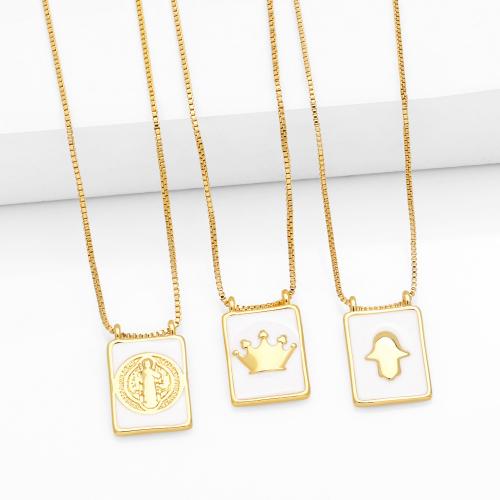 Brass Jewelry Necklace, Square, plated, fashion jewelry & enamel cm 