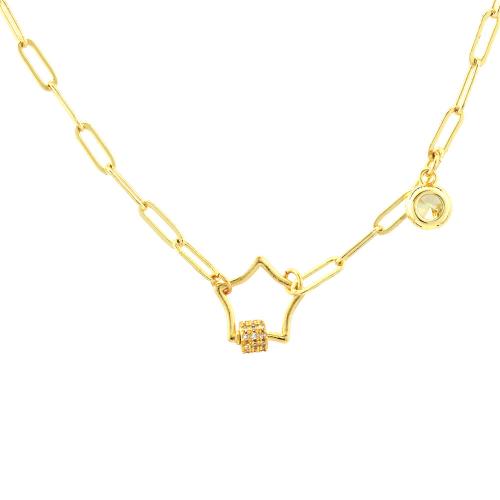 Cubic Zircon Micro Pave Brass Necklace, with 5cm extender chain, gold color plated & micro pave cubic zirconia & for woman Approx 40 cm 
