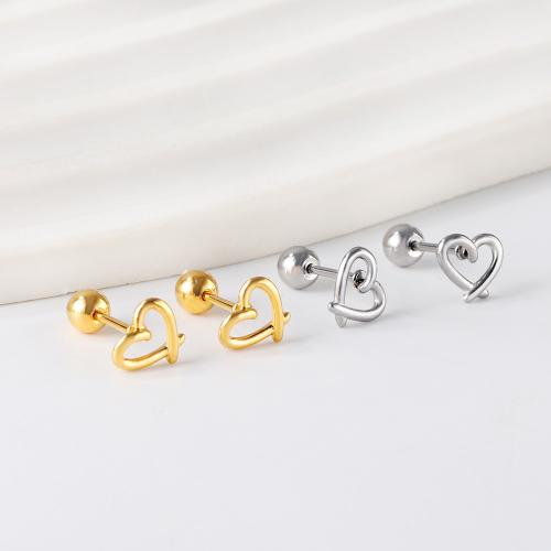 Stainless Steel Rhinestone Stud Earring, 304 Stainless Steel, Heart, plated, fashion jewelry & for woman & with rhinestone 
