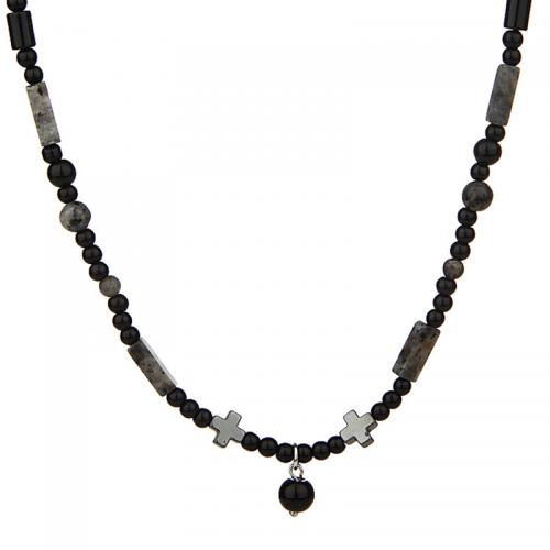 Gemstone Necklaces, Copper Alloy, with Natural Stone, with 5CM extender chain, plated & for woman, black Approx 40 cm 