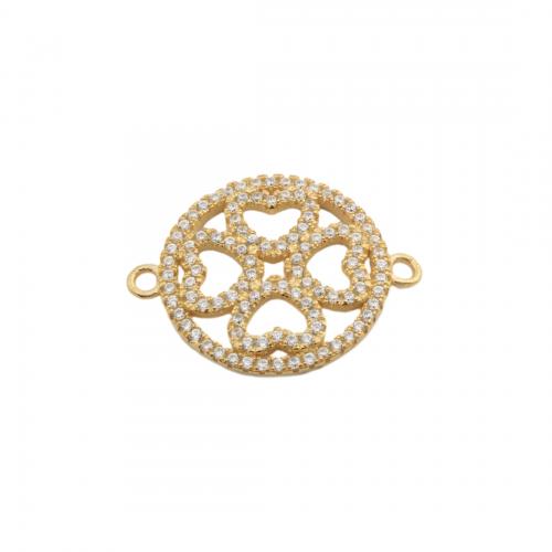 Cubic Zirconia Micro Pave Brass Connector, plated, DIY & micro pave cubic zirconia, gold Approx 1.5mm 