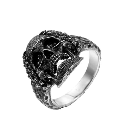 Titanium Steel Finger Ring, Skull, vintage & fashion jewelry & Unisex & blacken, black, 17mm 