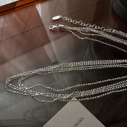 Collier de bijoux en argent , Argent sterling 925, avec 1.97inch chaînes de rallonge, bijoux de mode & multicouche & pour femme Environ 15.74 pouce, Vendu par PC
