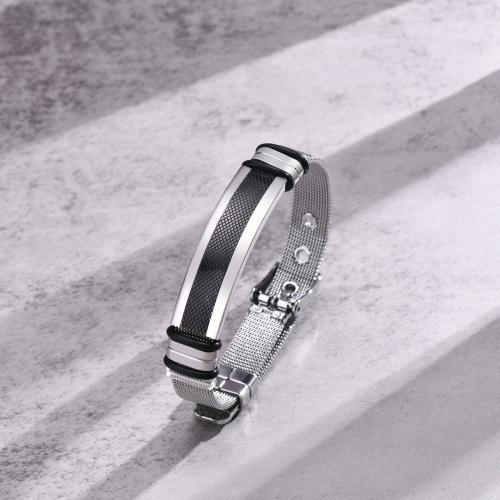 Stainless Steel Mesh Belt Buckle Bracelet, 304 Stainless Steel, polished, fashion jewelry & for man Approx 23.5 cm 