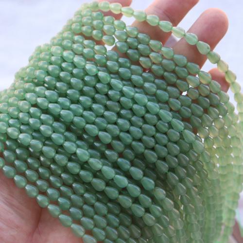 Зеленый авантюрин, Каплевидная форма, полированный, DIY, зеленый длина:Приблизительно 39 см, Приблизительно 55ПК/Strand, продается Strand