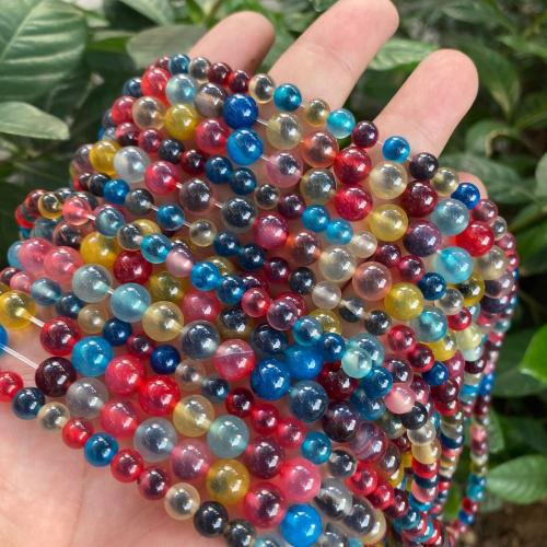 Natürliche Regenbogen Achat Perlen, rund, poliert, DIY & verschiedene Größen vorhanden, gemischte Farben, Länge:ca. 39 cm, verkauft von Strang