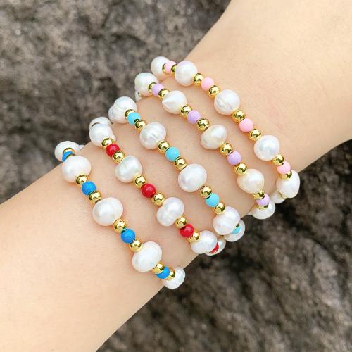 Bracelets en laiton, avec Seedbead & perle de plastique, Placage, bijoux de mode, plus de couleurs à choisir cm, Vendu par PC
