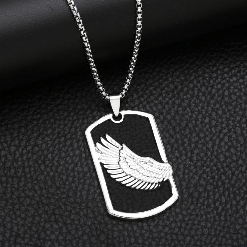 Zinc Alloy Necklace, with 304 Stainless Steel Chain, Wing Shape, plated, fashion jewelry, silver color cm 