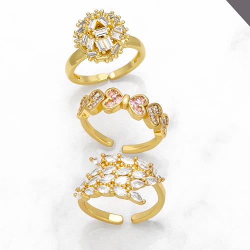 Cubic Zirconia Micro Pave Brass Finger Ring, plated, fashion jewelry & micro pave cubic zirconia Ring inner mm 