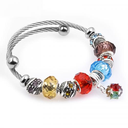 European Bracelets de laiton, alliage de zinc, avec cristal, bijoux de mode & pour femme, Diamètre inté Environ 55mm, Vendu par PC