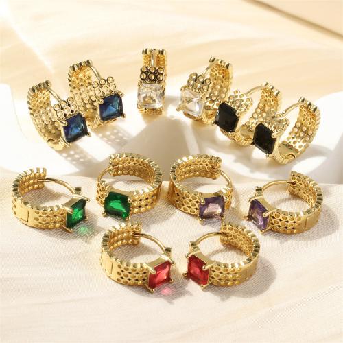Boucles d'oreilles en laiton zircon cubique, Placage de couleur d'or, bijoux de mode & pavé de micro zircon & pour femme, plus de couleurs à choisir Vendu par paire