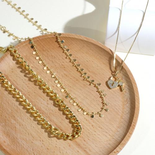 Ожерелье ручной латунные, Латунь, с 5cm наполнитель цепи, плакирован золотом, ювелирные изделия моды & разные стили для выбора & Женский, длина:Приблизительно 40 см, продается PC
