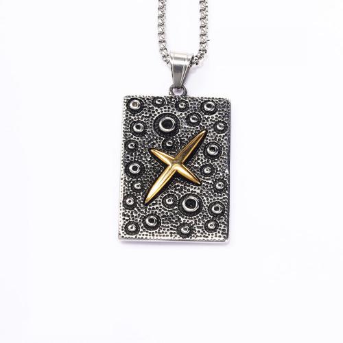 Titanium Steel Jewelry Necklace, Square, plated, fashion jewelry & for man, original color x32mm Approx 600 mm 