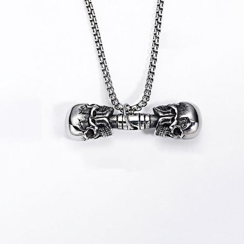 Titanium Steel Jewelry Necklace, Skull, polished, fashion jewelry & for man, original color x52mm Approx 600 mm 