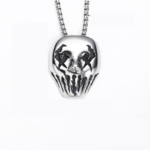 Titanium Steel Jewelry Necklace, Skull, polished, fashion jewelry & for man, original color x27mm Approx 600 mm 