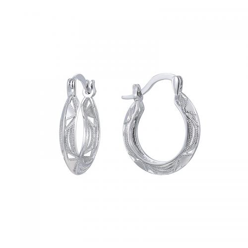 Brass Huggie Hoop Earring, plated, for woman, silver color 