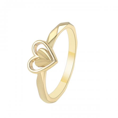 Brass Finger Ring, Heart, plated & for woman, golden 