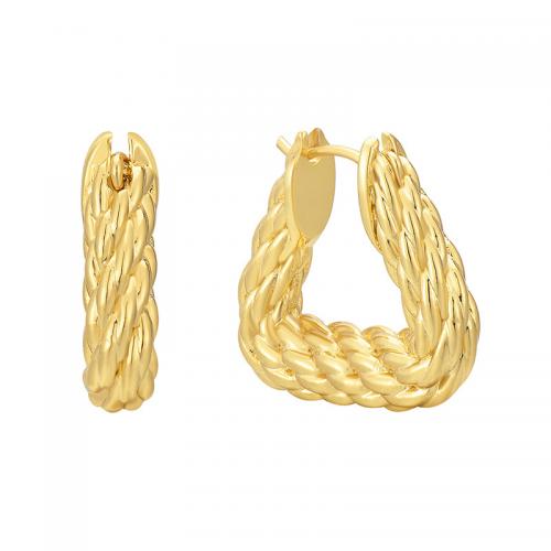 Brass Huggie Hoop Earring, plated, for woman, golden 