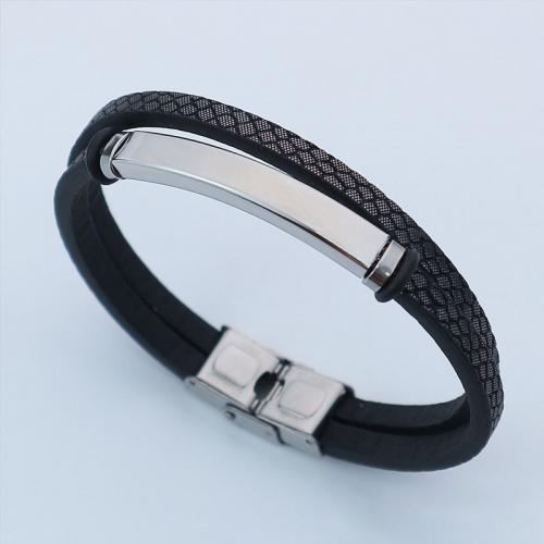 PU Leather Cord Bracelets, 304 Stainless Steel, with PU Leather, fashion jewelry & Unisex Approx 21.5 cm 