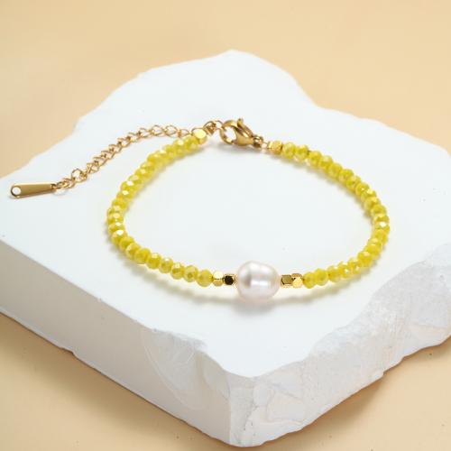 Zinc Alloy Crystal Bracelets, with Crystal, fashion jewelry & for woman Approx 21.5 cm 