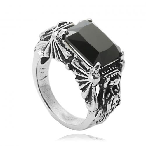 Нержавеющая сталь Rhinestone палец кольцо, Нержавеющая сталь 304, с Кристаллы, полированный, ювелирные изделия моды & разный размер для выбора & Мужский, оригинальный цвет, продается PC