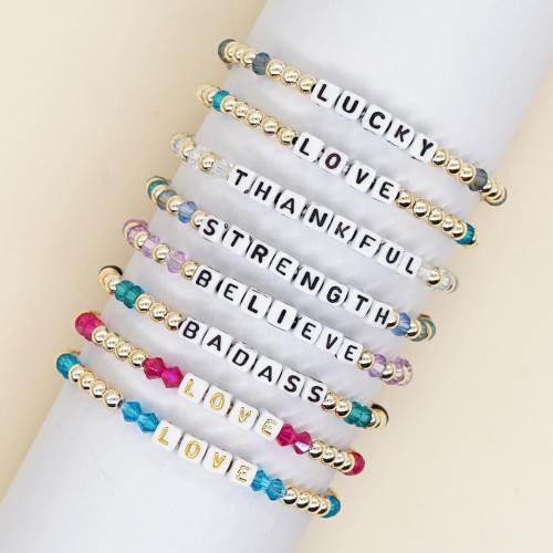 Kristall Armbänder, mit Messing & Acryl, goldfarben plattiert, Modeschmuck & für Frau, mehrere Farben vorhanden, Länge:ca. 18 cm, verkauft von PC