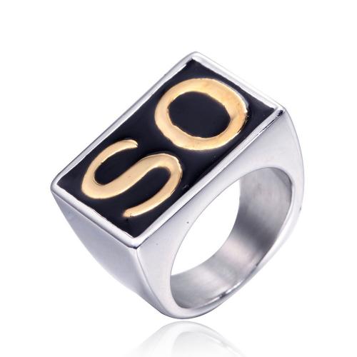 Titanium Steel Finger Ring, Vacuum Ion Plating, fashion jewelry  & for man & enamel 17mm 