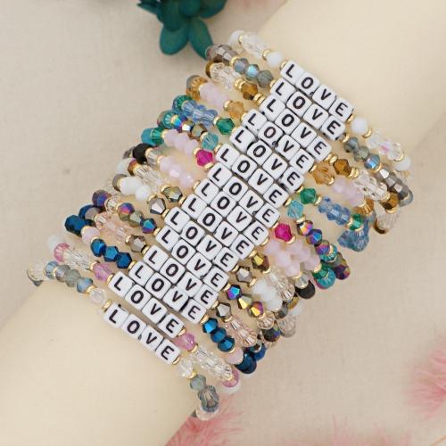 Bracelets de cristal, avec laiton & Acrylique, Placage de couleur d'or, bijoux de mode & pour femme, plus de couleurs à choisir Environ 18 cm, Vendu par PC