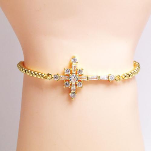 Cubic Zirconia Brass Bracelets, with Cubic Zirconia, Cross, plated, fashion jewelry & for woman Approx 23 cm 