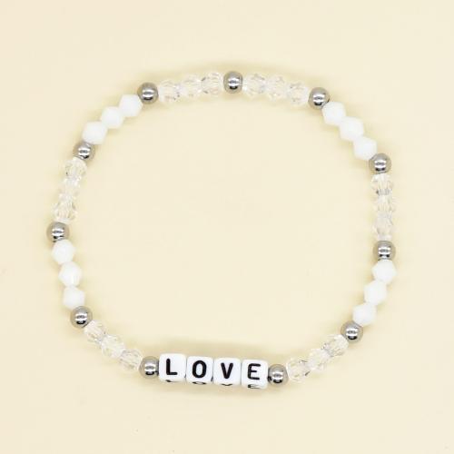 Bracelets de cristal, avec laiton & Acrylique, Placage de couleur argentée, bijoux de mode & pour femme, couleurs mélangées Environ 18 cm, Vendu par PC