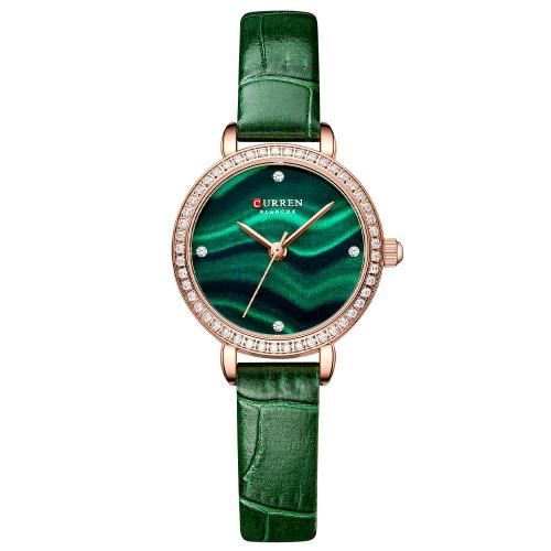 Women Wrist Watch, Glass, with Leather, Japanese movement, Life water resistant & fashion jewelry & for woman & with rhinestone Approx 23 cm 