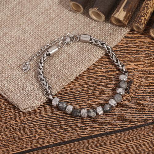 Gemstone Bracelets, 304 Stainless Steel, with Natural Stone, with 5cm extender chain, handmade, fashion jewelry & Unisex Approx 18 cm 