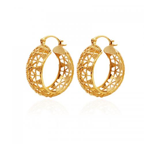 Brass Hoop Earring, gold color plated, fashion jewelry & for woman & hollow 