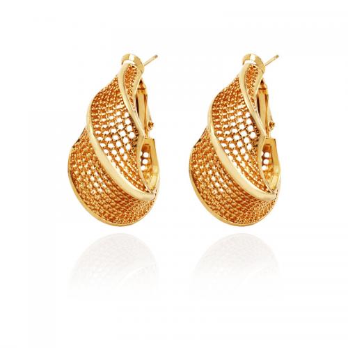 Brass Drop Earring, gold color plated, fashion jewelry & for woman & hollow 